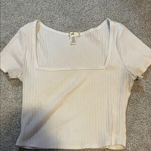 Bozzolo Cream Ribbed Crop Top